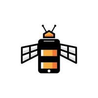 móvil teléfono logo diseño vector modelo lineal estilo. aplicación medios de comunicación negocio tecnología logotipo concepto icono, abejorro, Miel, miel abeja icono en moderno estilo sencillo vector icono.