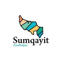 Map City Of Sumqayit Azerbaijan Logo Design Template, logo design vector. Azerbaijan map vector