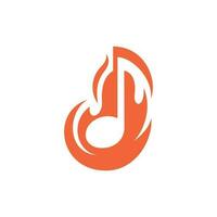 Music Fire Logo design template, Song Music Tone on fire Logo Design Element vector