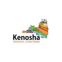 Map Of Kenosha Wisconsin City Colorful Geometric Design vector