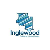 mapa de Inglewood California ciudad geométrico moderno logo vector