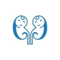 Happy smiling healthy kidneys isolated, vector illustration. Healthcare illustration, kidney human body organ