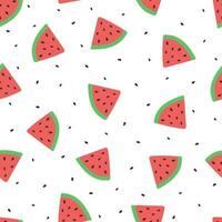 Seamless watermelons pattern. Vector background. Flat design. Pattern of sweet juicy pieces watermelon, watermelon slices with seed