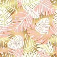 Seamless pattern with monstera leaves in pastel colors. Boho foliage botanical tropical leaves and floral pattern design. vector