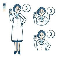A woman doctor in a lab coat with Counting as 3 images vector