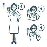 A woman doctor in a lab coat with Counting as 4 images vector