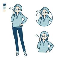 A Young woman in a hoodie with Wearing glasses images vector