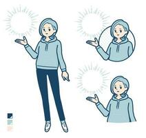 A Young woman in a hoodie with Manipulating light images vector