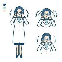 A woman doctor in a lab coat with Warned loudly images vector
