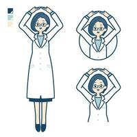 A woman doctor in a lab coat with Making a circle with arms images vector