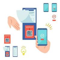 cashless fla print QR payment vector