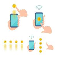 cashless flat smartphone e-money image vector