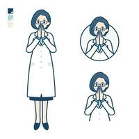 A woman doctor in a lab coat with Surprised and uneasy images vector
