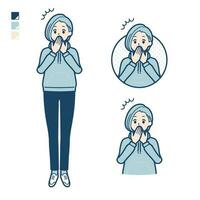 A Young woman in a hoodie with surprised images vector