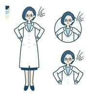 un mujer médico en un laboratorio Saco con ira imágenes vector