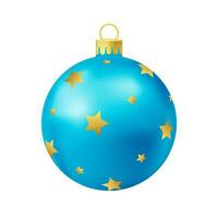 bola de árbol de navidad azul con estrella dorada vector