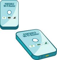 Portable wifi router in different angles clip art vector illustration