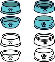 Dog bowl or set of different shapes of dog bowl  with paw print clip art vector image