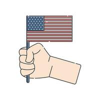 hand holding flag for american independent day celebration vector