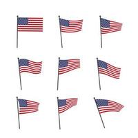Vector collection of wavy American flags