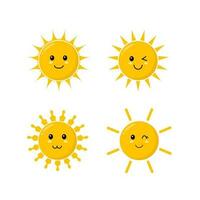 Vector cute yellow suns collection