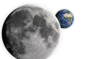 3D Render Close Up Moon And Show Up Earth World Planet Rotation On Galaxy Space 3D Illustration png