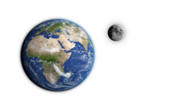 3D Render Close Up Earth World Planet And Show Up Moon From Behind On Galaxy Space 3D Illustration png