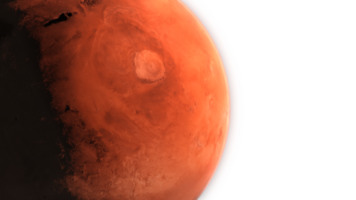 3D Render Close Up Dark Side Mars Planet 360 Rotation On Galaxy Space Star Field 3D Illustration png