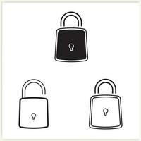 Vector lock icons set, security symbols, open and closed padlock, vector illustration. flat design.