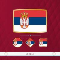 conjunto de serbia banderas con oro marco para utilizar a deportivo eventos en un borgoña resumen antecedentes. vector