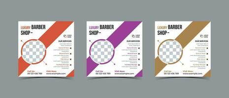 Barbershop social media post template vector