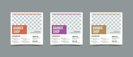 Barbershop social media post template vector