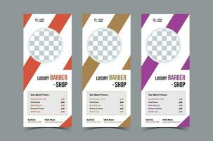 Barbershop roll-up banner template or dl flyer template beauty salon rack card design vector