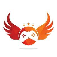 Joystick and wing vector illustration. Game pad and wing logo design icon vector. Flying game logo