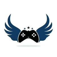 Joystick and wing vector illustration. Game pad and wing logo design icon vector. Flying game logo