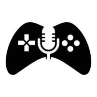 Gamepad and podcast logo design template. vector