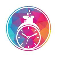 hora laboratorio logo vector diseño. reloj laboratorio logo icono vector diseño.