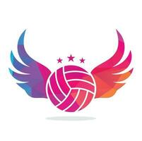 Volleyball and Wings vector illustration. Volleyball with wings logo vector. Flying Volleyball vector design