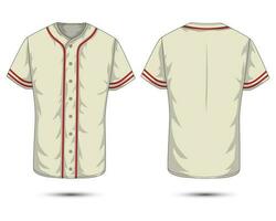 technical drawing of a beige baseball uniform with red stripes front and back view vector