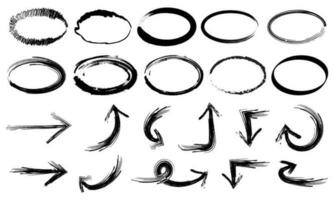 hand drawn set of circles and arrows vector