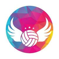 Volleyball and Wings vector illustration. Volleyball with wings logo vector. Flying Volleyball vector design