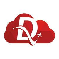 Letter D Air Travel Logo Design Template. D letter and plane logo design icon vector. vector
