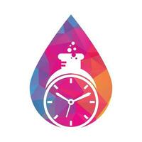 Time lab drop shape concept logo vector design. Clock lab logo icon vector design.