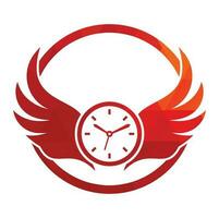 Wing Time Logo Template Design Vector. wings clock logo vector design.