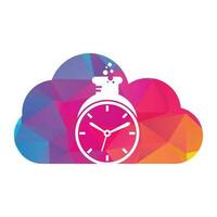 Time lab cloud shape concept logo vector design. Clock lab logo icon vector design.