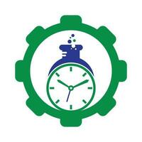 hora laboratorio engranaje forma concepto logo vector diseño. reloj laboratorio logo icono vector diseño.