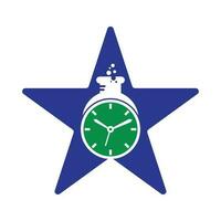 hora laboratorio estrella forma concepto logo vector diseño. reloj laboratorio logo icono vector diseño.