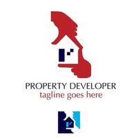 Property Developer logo with hand symbol. vector