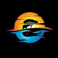 Land and Sea logo symbol. vector
