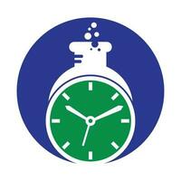 hora laboratorio logo vector diseño. reloj laboratorio logo icono vector diseño.